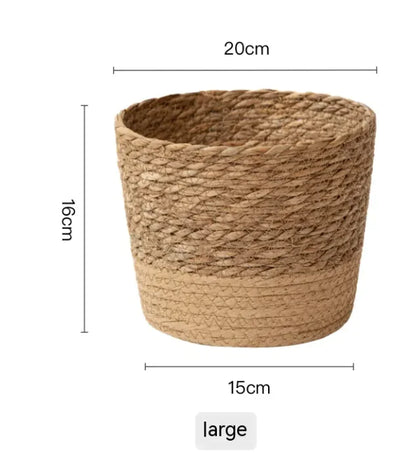 Handwoven Straw Flowerpot