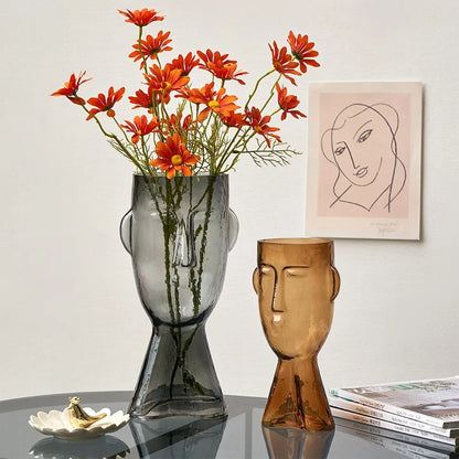 Human Head Glass Vase