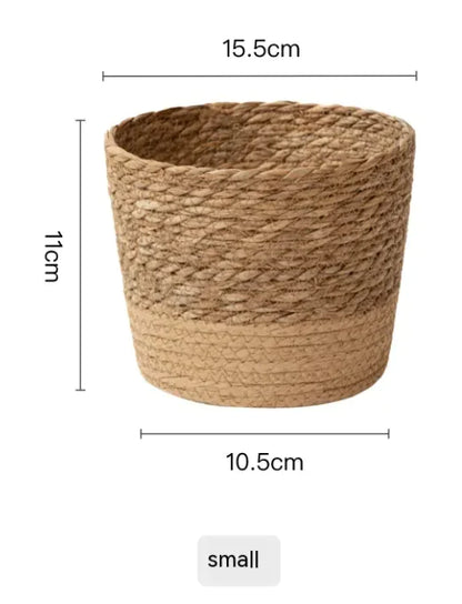 Handwoven Straw Flowerpot