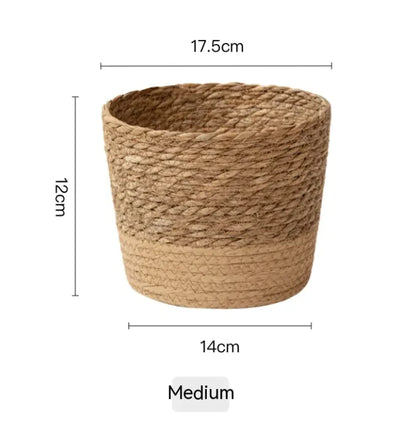 Handwoven Straw Flowerpot